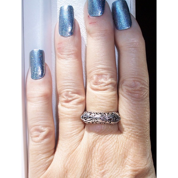 925 STERLING SILVER Unique Floral Swirls Statement Ring - Picture 6 of 16